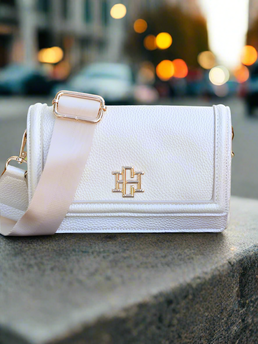 Pearl Beige Vegan Leather Crossbody Mini Bag