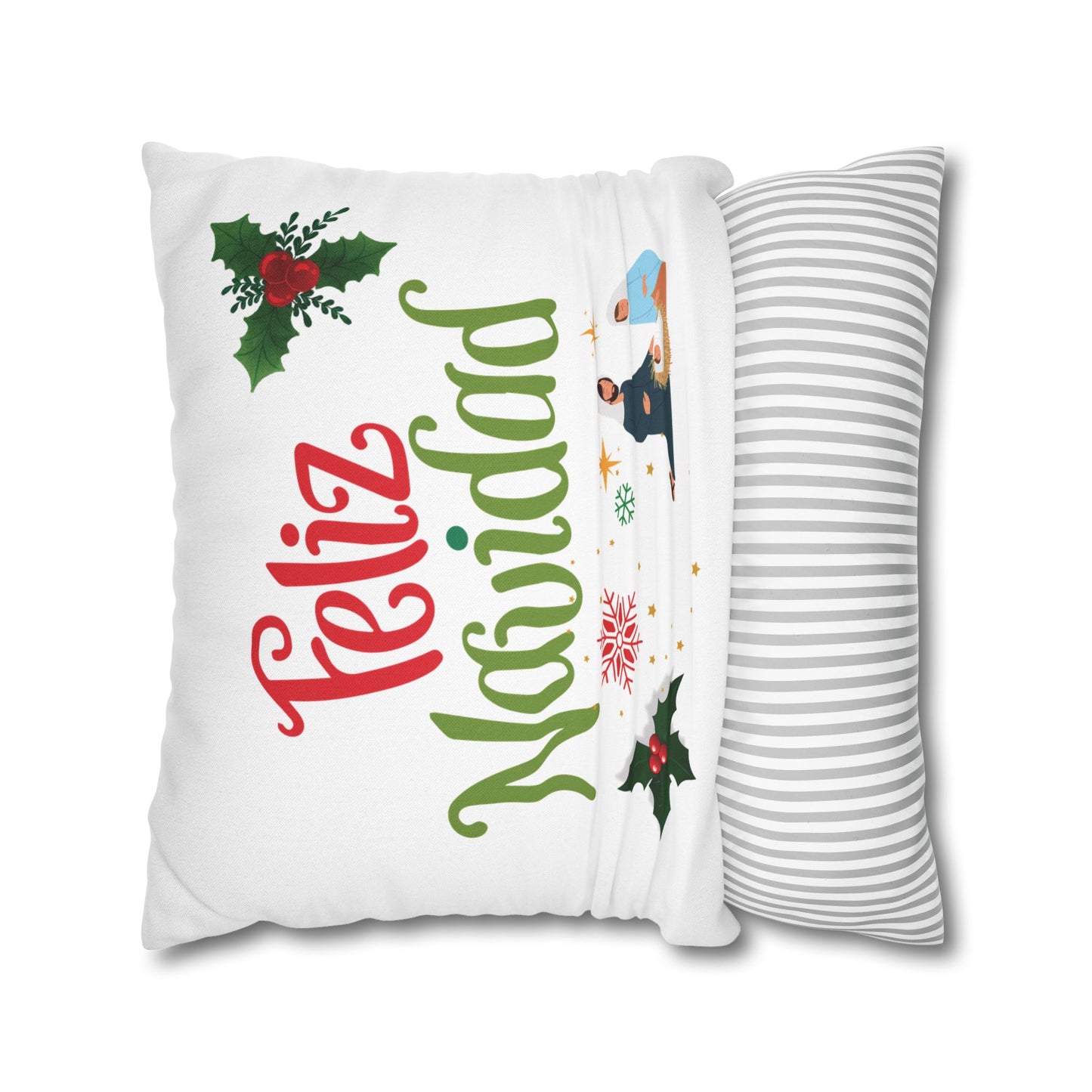 Feliz Navidad Spun Polyester Square Pillowcase