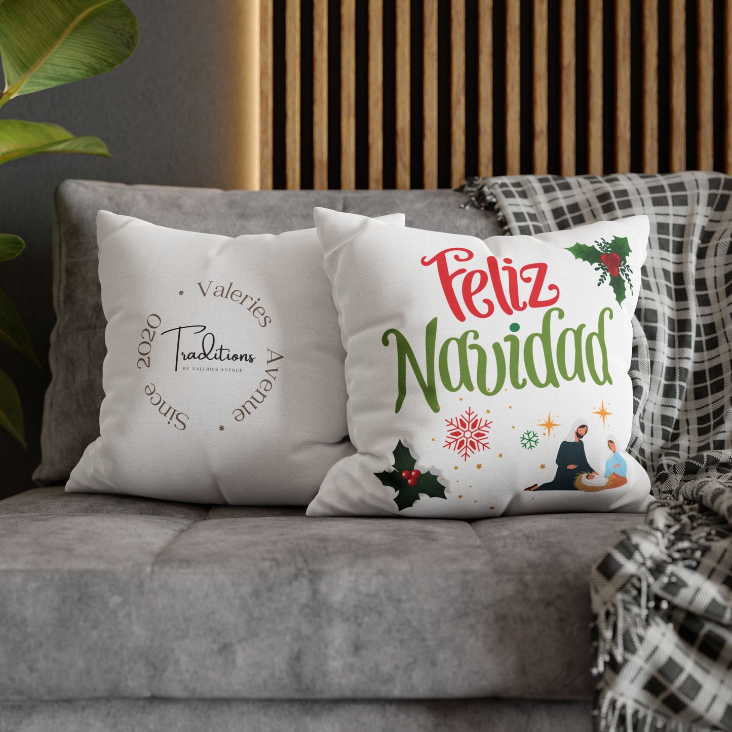 Feliz Navidad Spun Polyester Square Pillowcase