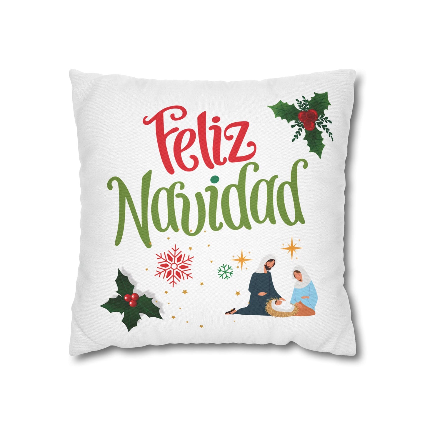 Feliz Navidad Spun Polyester Square Pillowcase