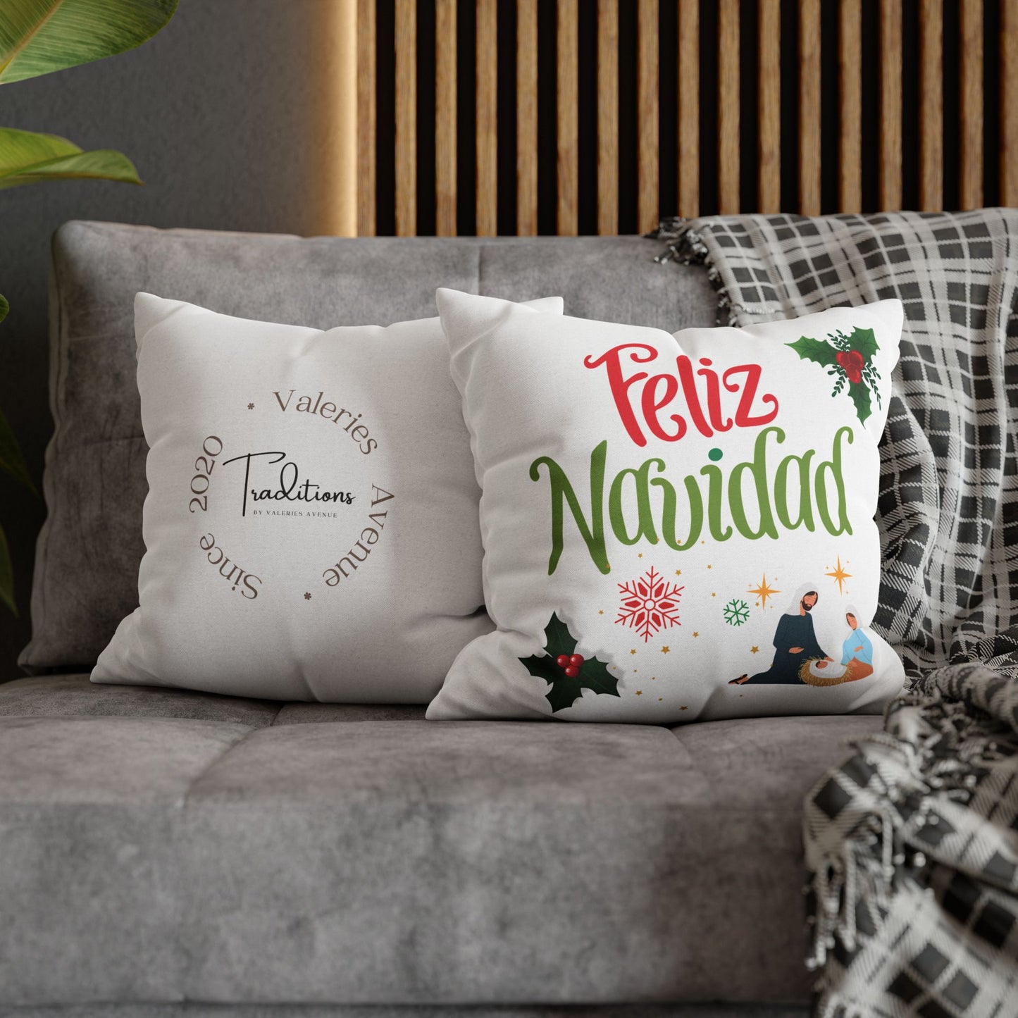 Feliz Navidad Spun Polyester Square Pillowcase