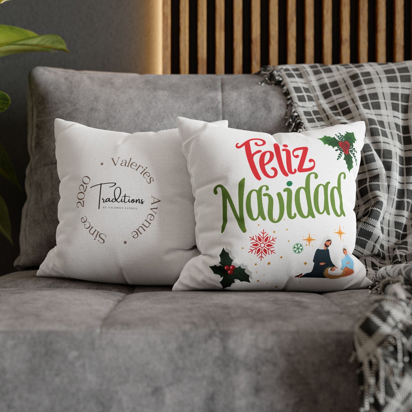 Feliz Navidad Spun Polyester Square Pillowcase