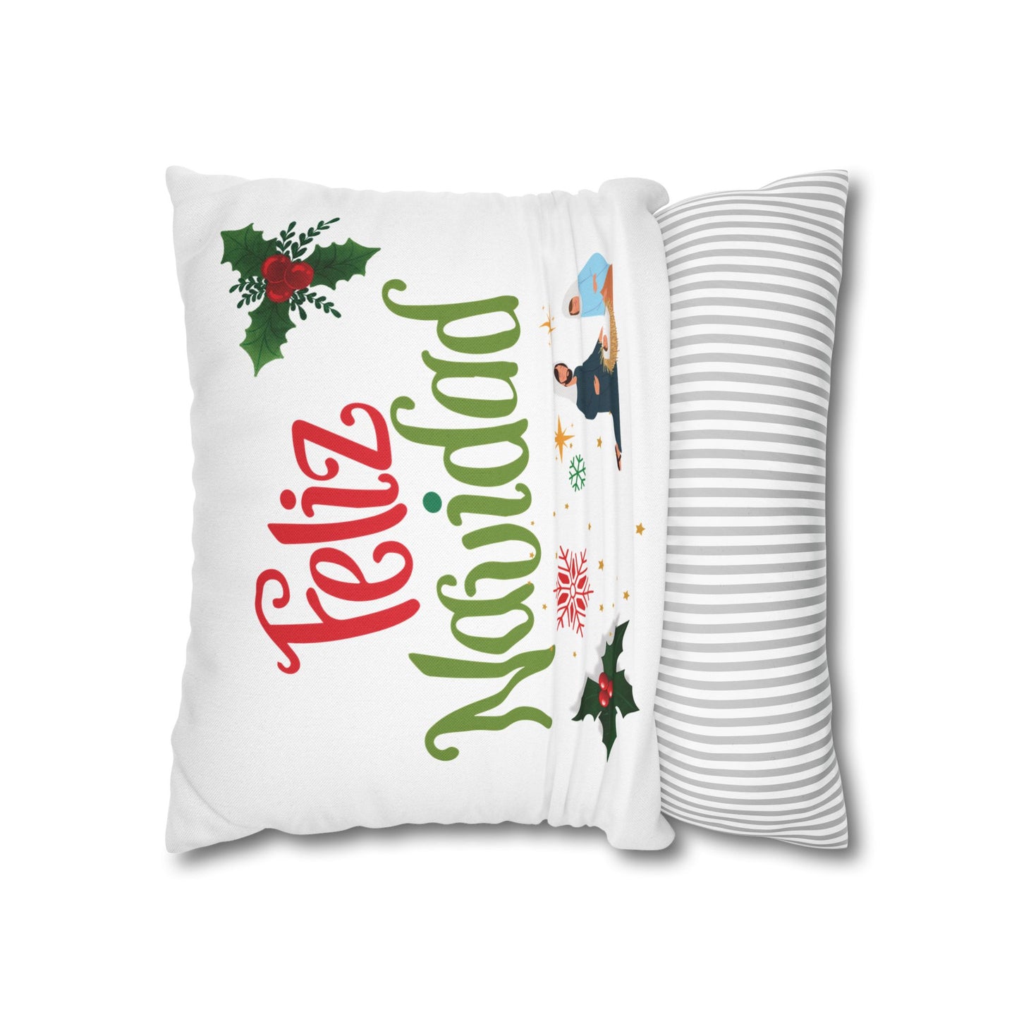 Feliz Navidad Spun Polyester Square Pillowcase