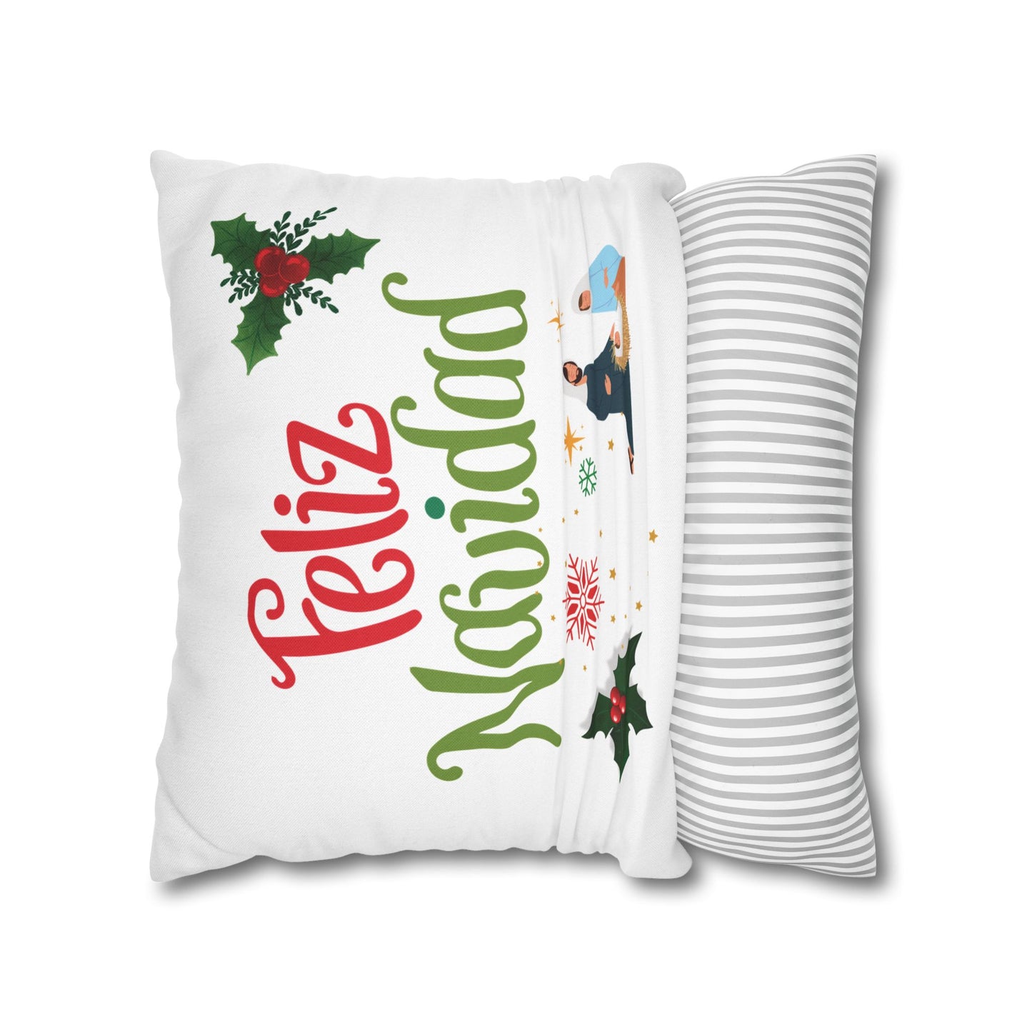 Feliz Navidad Spun Polyester Square Pillowcase