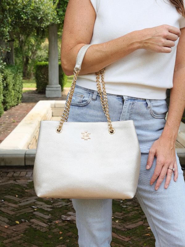 Beige Pearl Elegant Tote shoulder bag