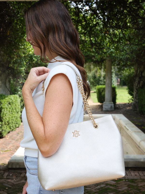 Beige Pearl Elegant Tote shoulder bag