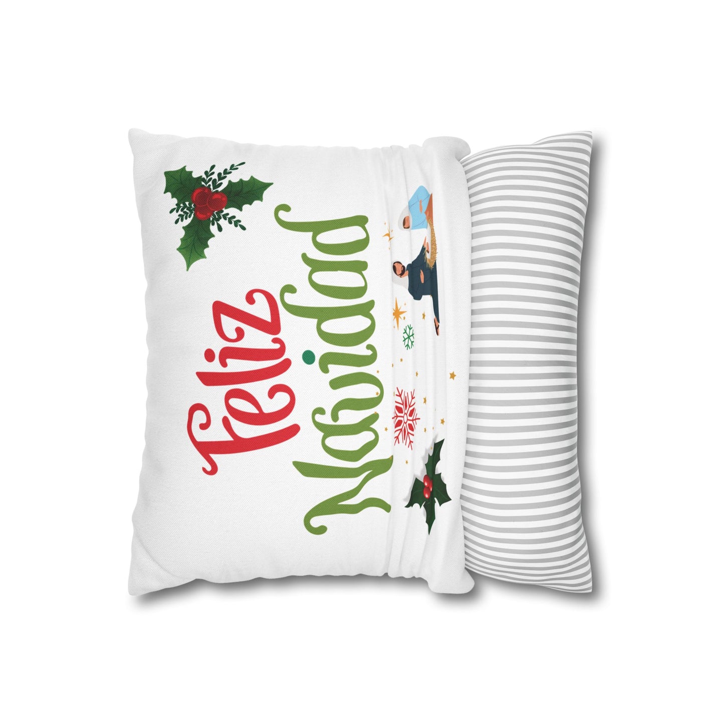 Feliz Navidad Spun Polyester Square Pillowcase