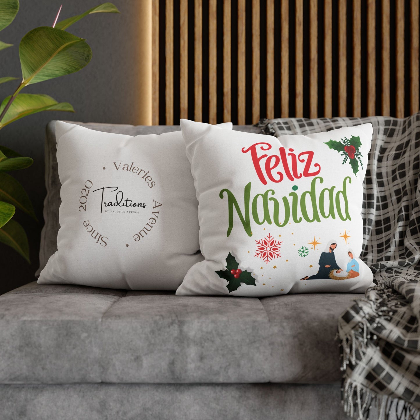 Feliz Navidad Spun Polyester Square Pillowcase