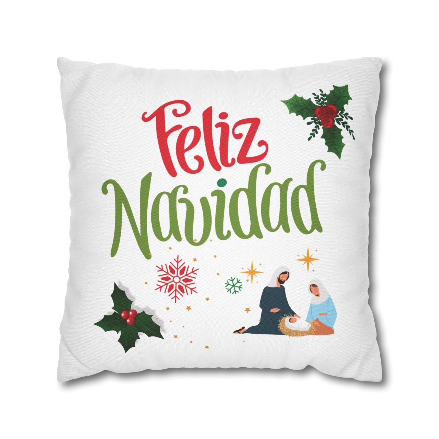 Feliz Navidad Spun Polyester Square Pillowcase