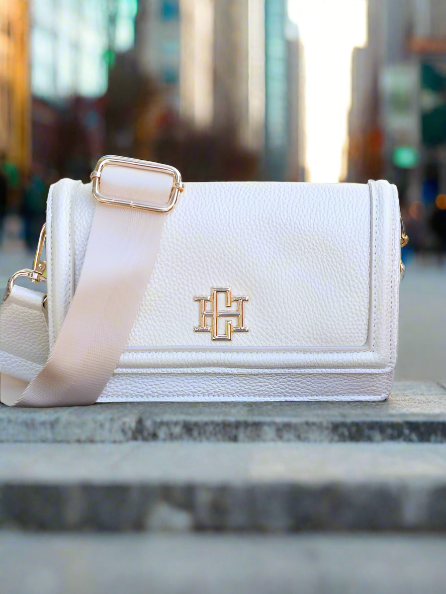 Pearl Beige Vegan Leather Crossbody Mini Bag