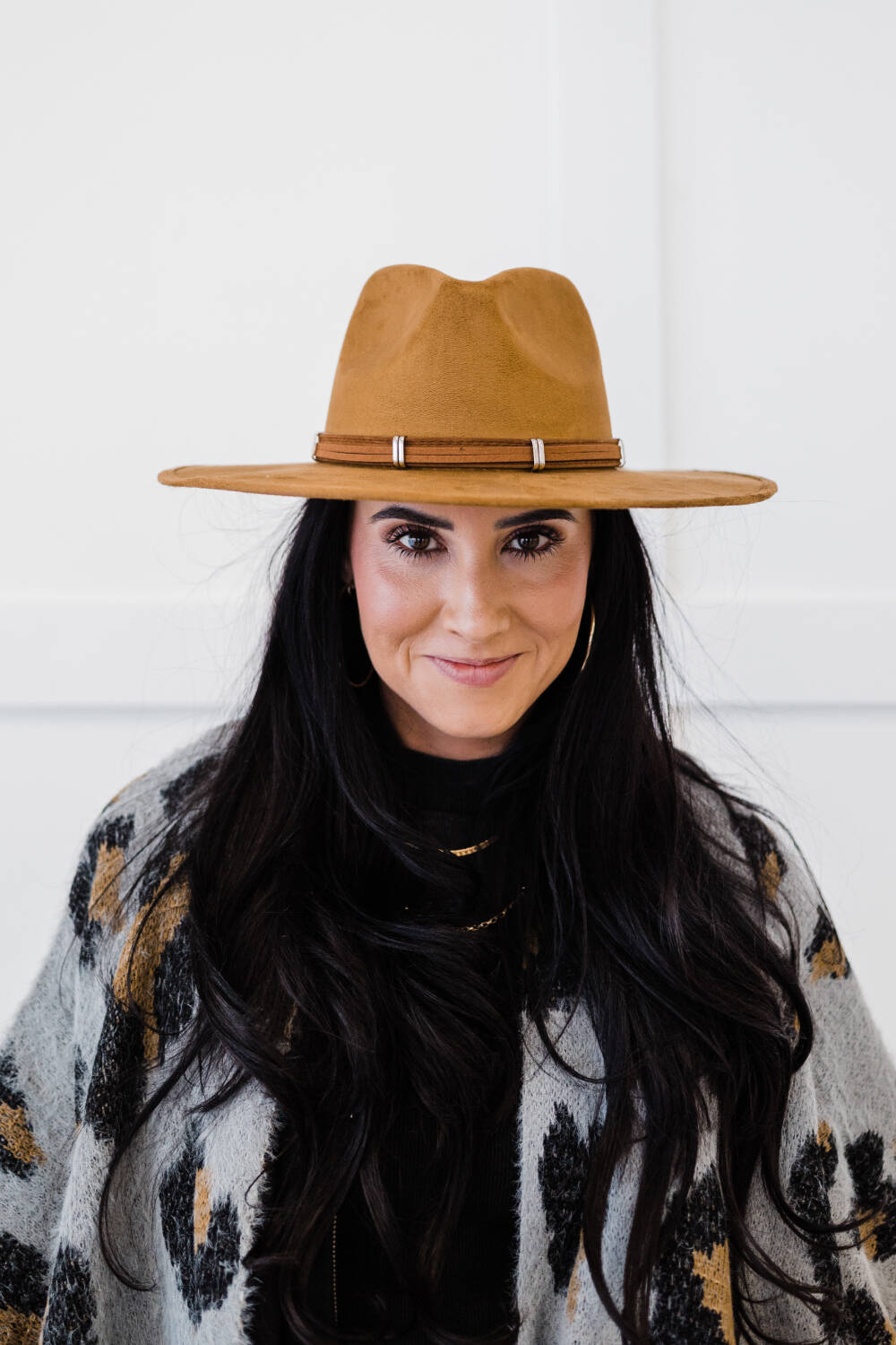 Wide Brim with faux leather strap Fedora Hat