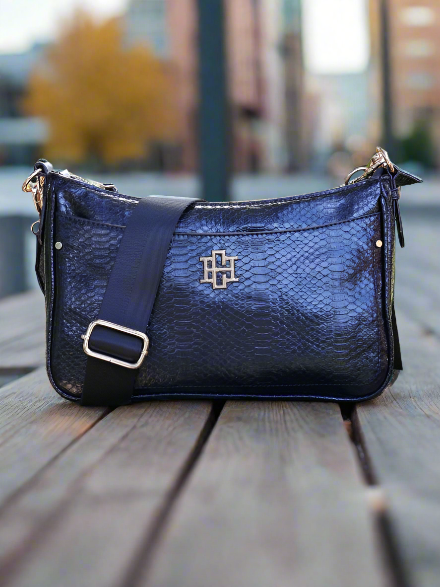 Black Snake Print Crossbody and shoulder bag