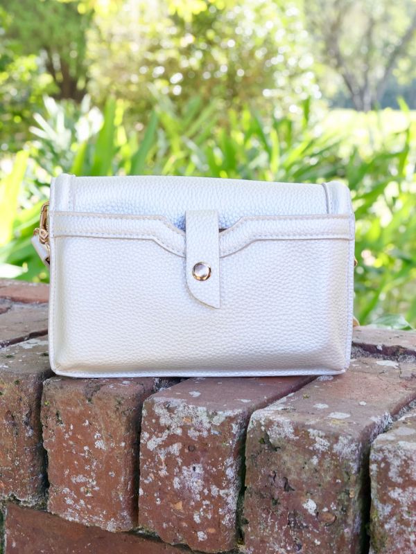 Pearl Beige Vegan Leather Crossbody Mini Bag