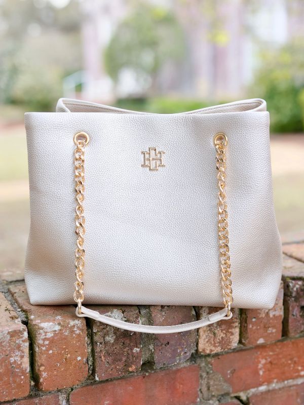 Beige Pearl Elegant Tote shoulder bag