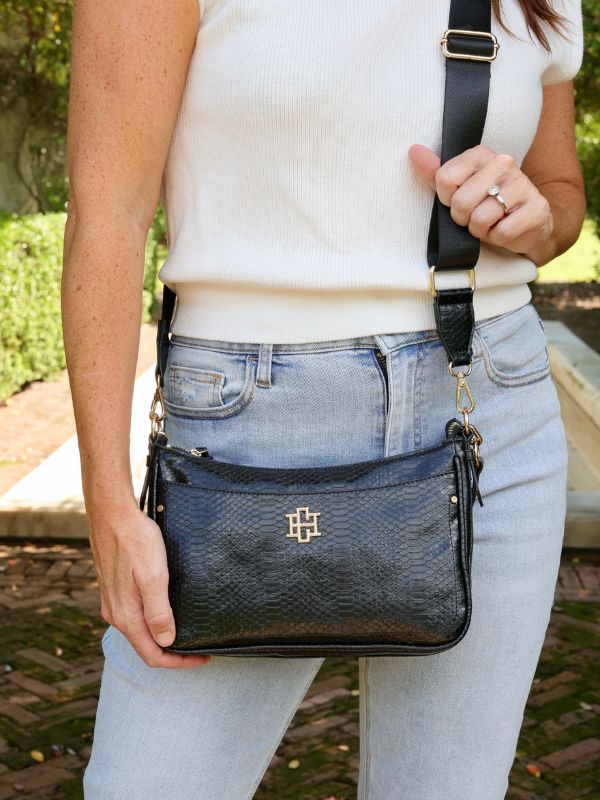 Black Snake Print Crossbody and shoulder bag