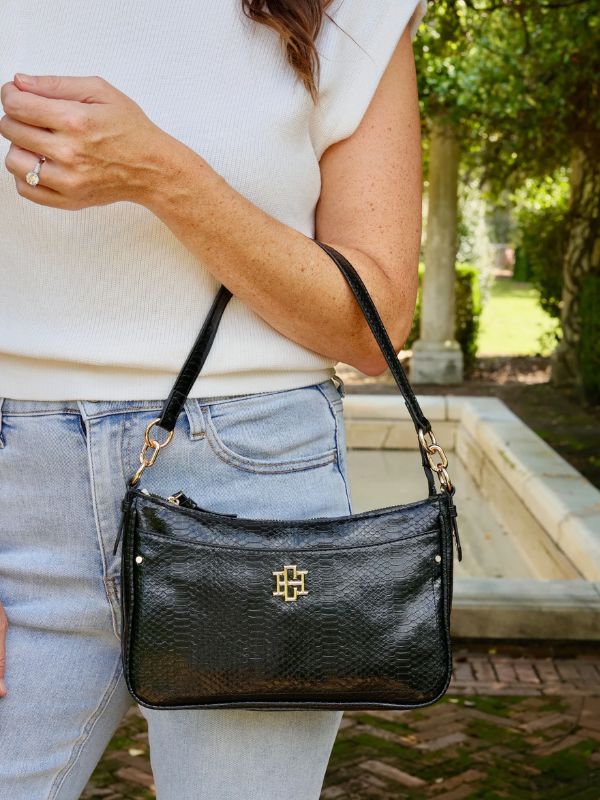 Black Snake Print Crossbody and shoulder bag