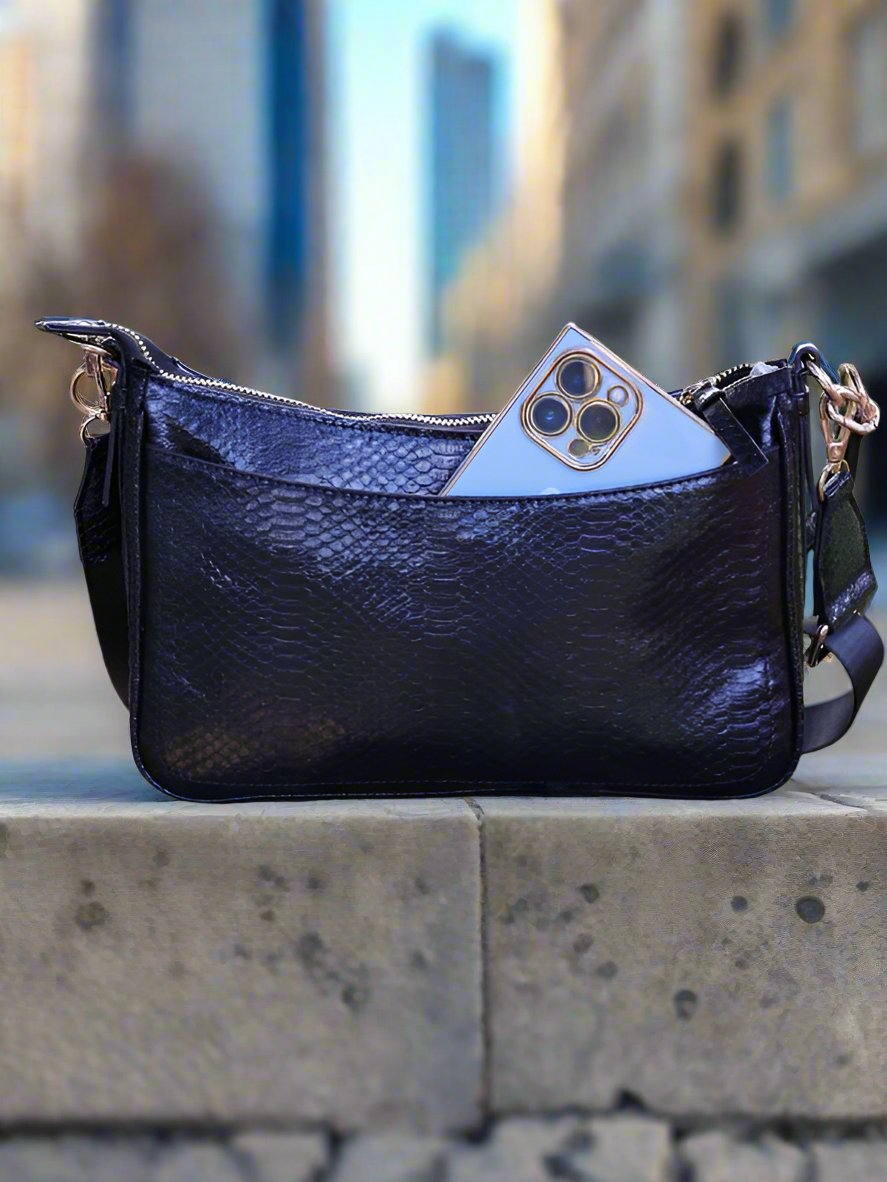 Black Snake Print Crossbody and shoulder bag