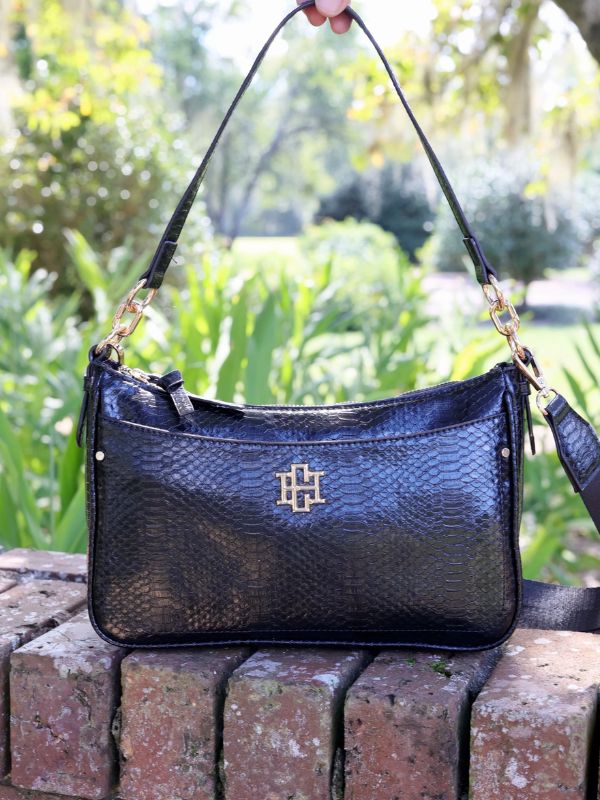 Black Snake Print Crossbody and shoulder bag
