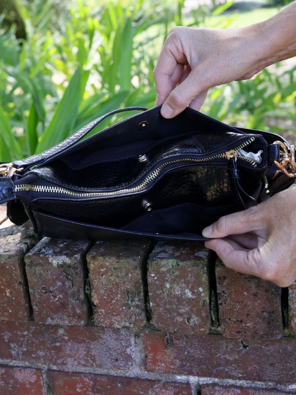 Black Snake Print Crossbody and shoulder bag