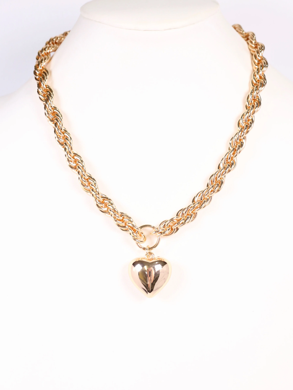 Gold tone Necklace with heart charm