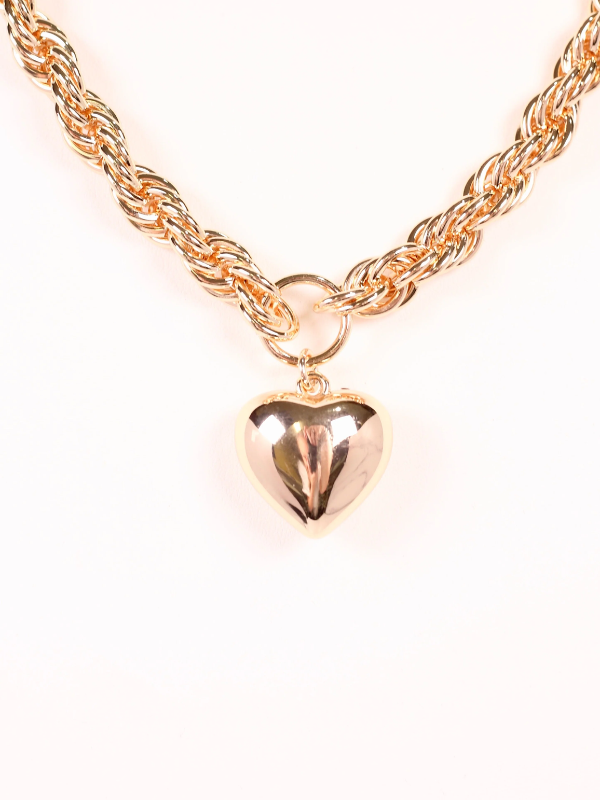 Gold tone Necklace with heart charm