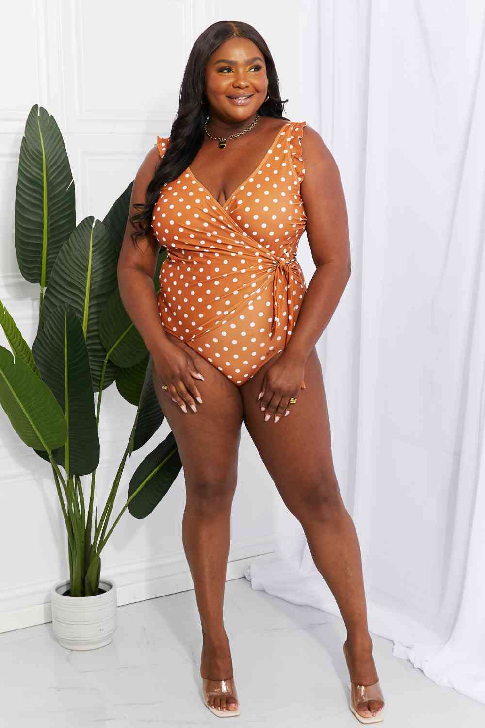 One-piece polka dot swim suit