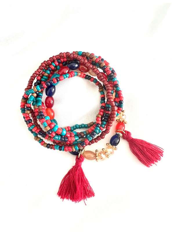 <transcy>Elegante pulsera de cuero apilada</transcy>