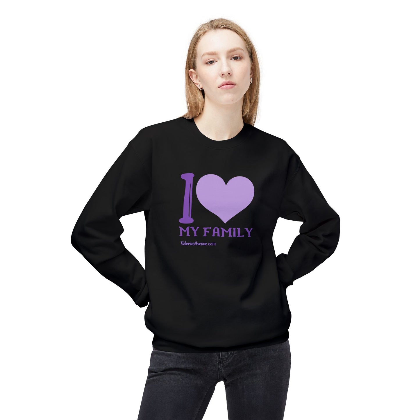 I Love My Family Unisex Fleece Crewneck Sweatshirt