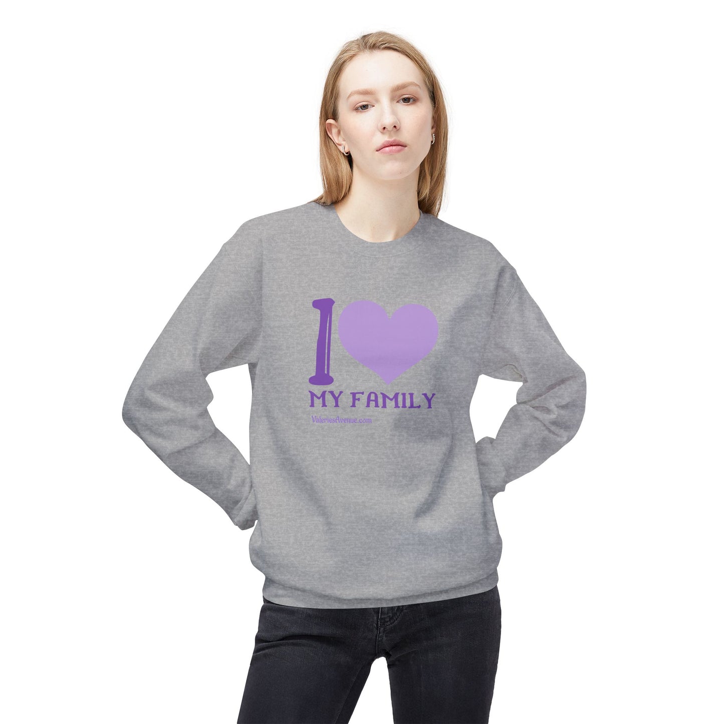 I Love My Family Unisex Fleece Crewneck Sweatshirt