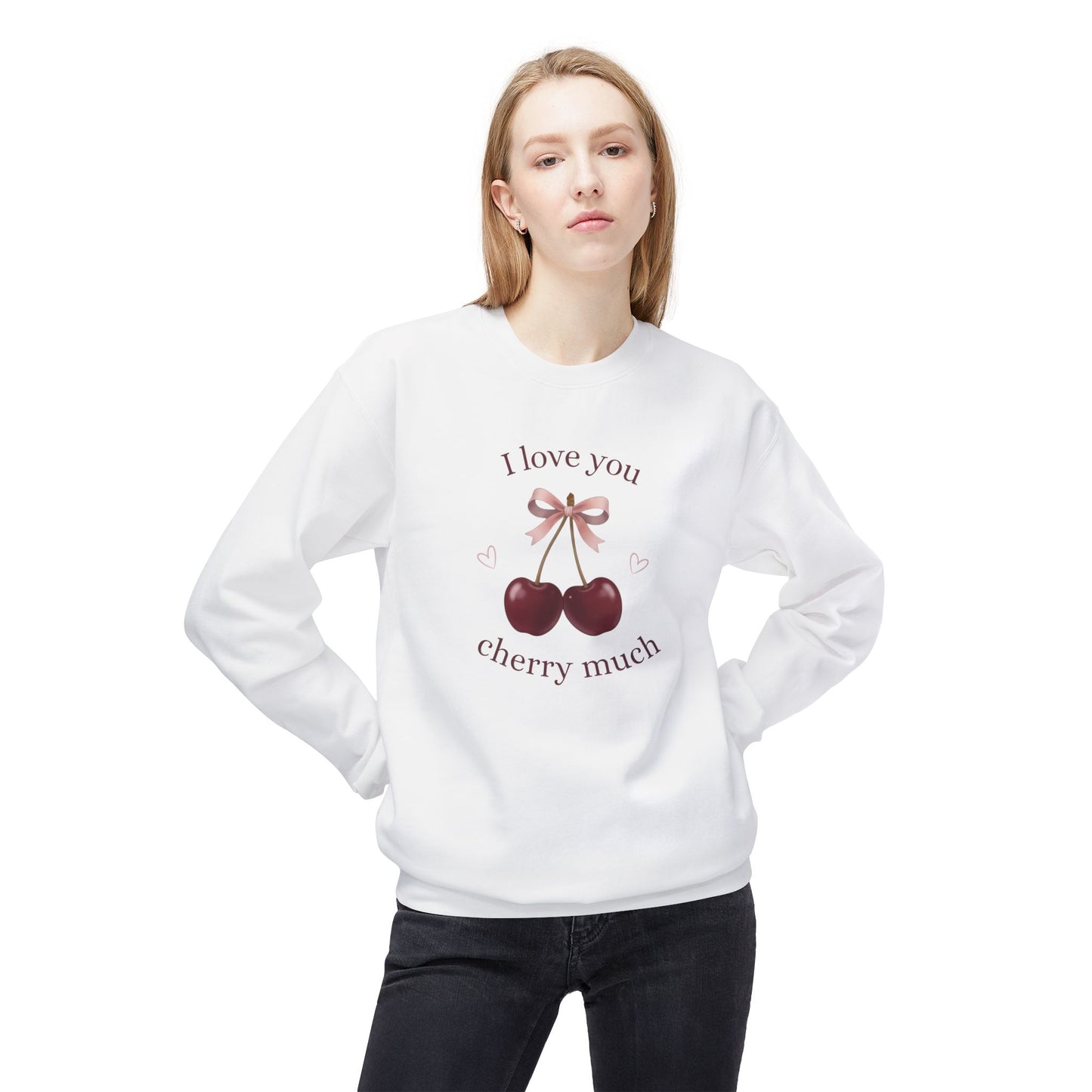 I Love You Cherry Much Unisex Fleece Crewneck Sweatshirt