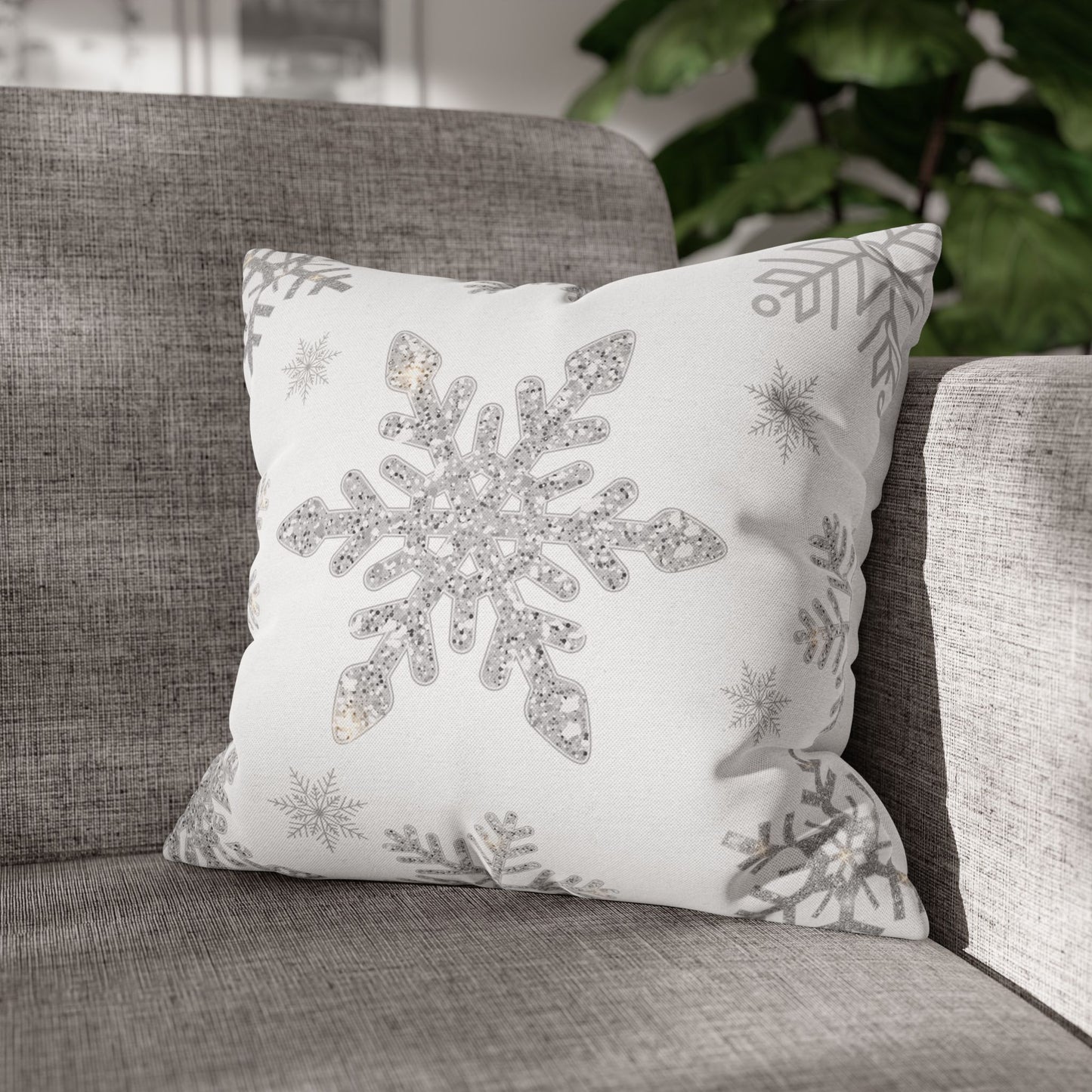Square Pillowcase Snowflake Design