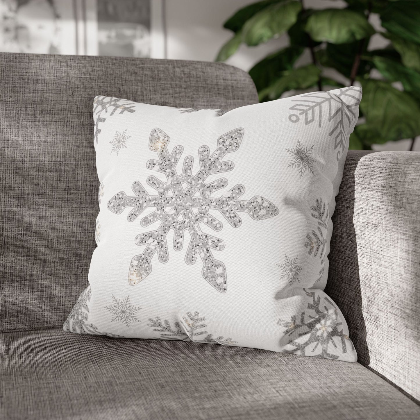 Square Pillowcase Snowflake Design