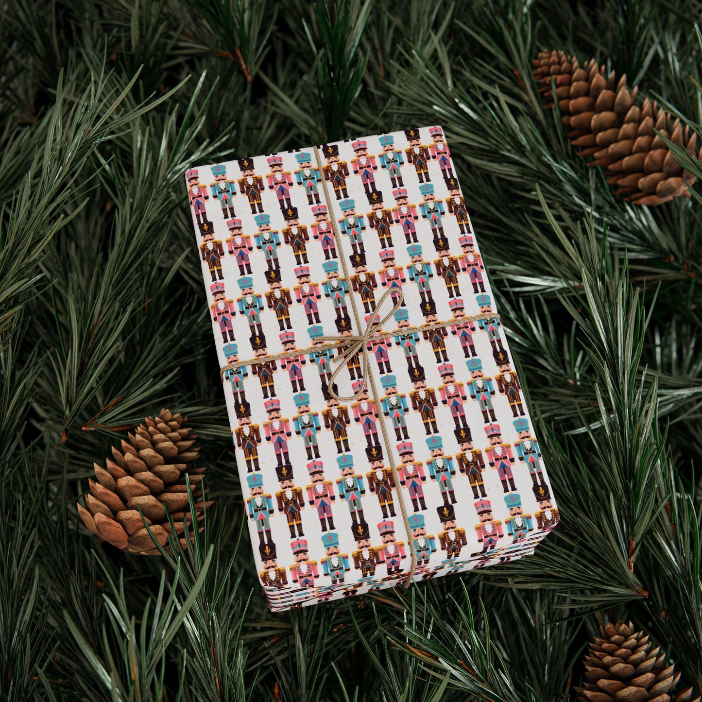 Wrapping Paper Roll — Colorful Nutcracker Pattern Holiday Gift Wrap