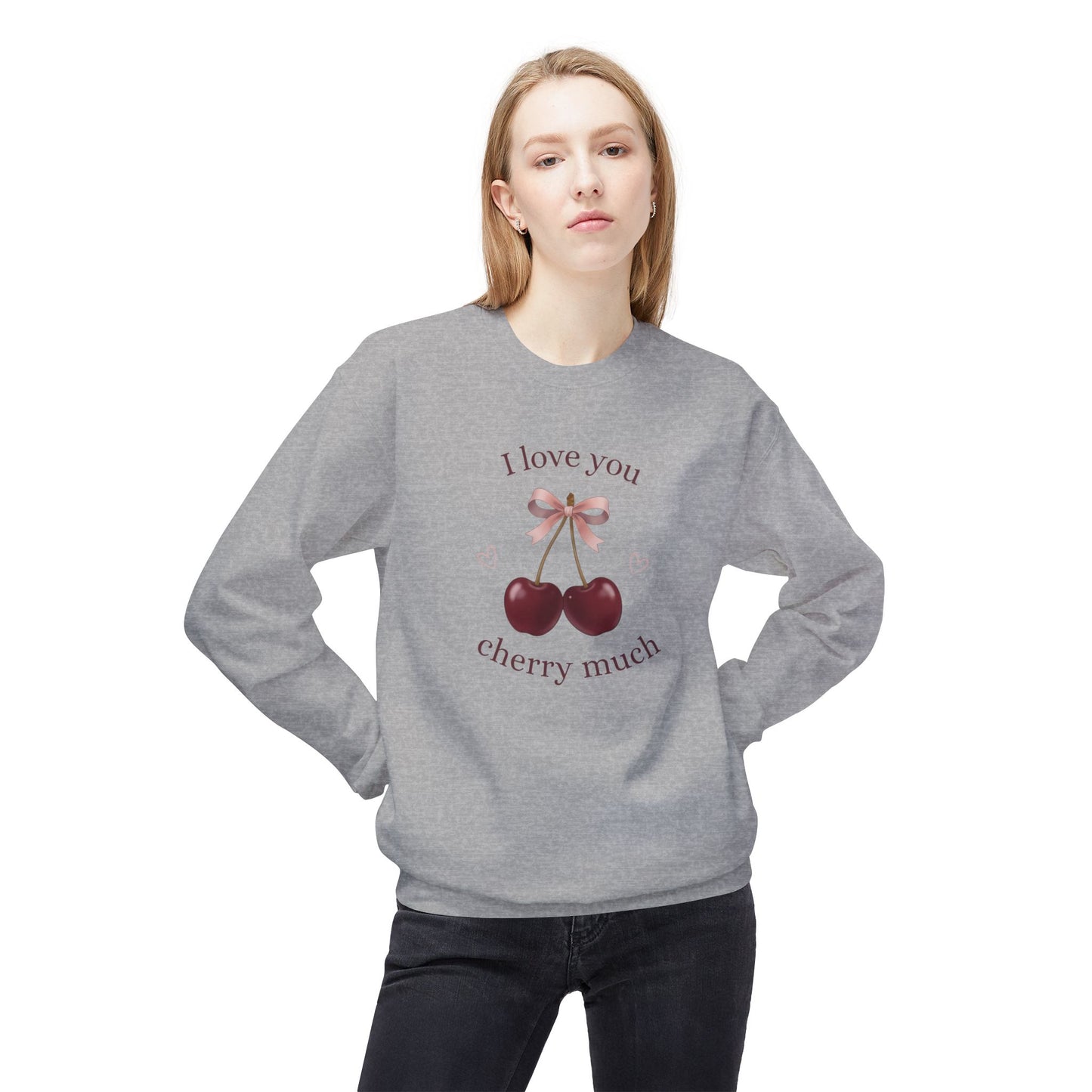 I Love You Cherry Much Unisex Fleece Crewneck Sweatshirt