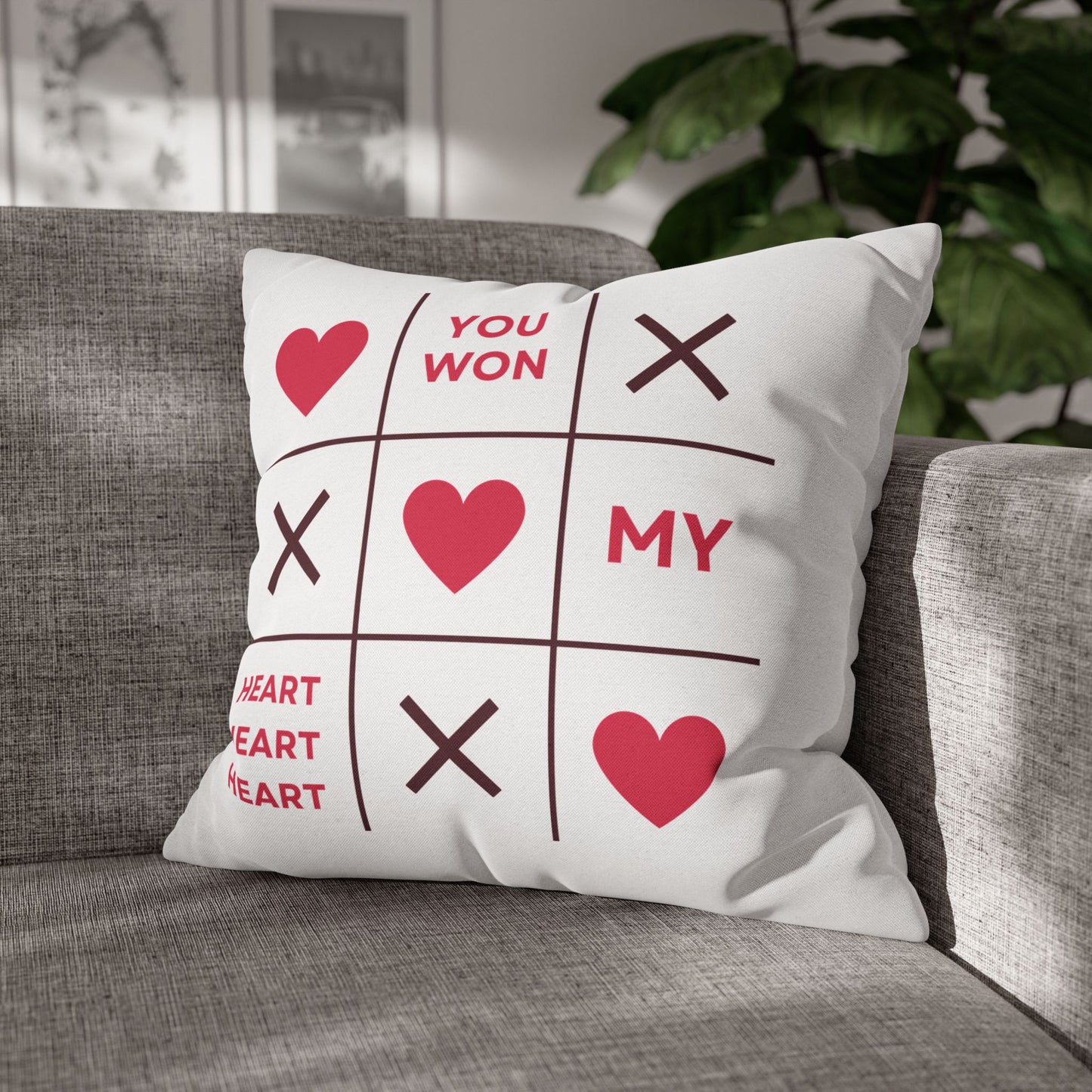 You Won My Heart Decorative Pillowcase - Square Throw Pillow Cover