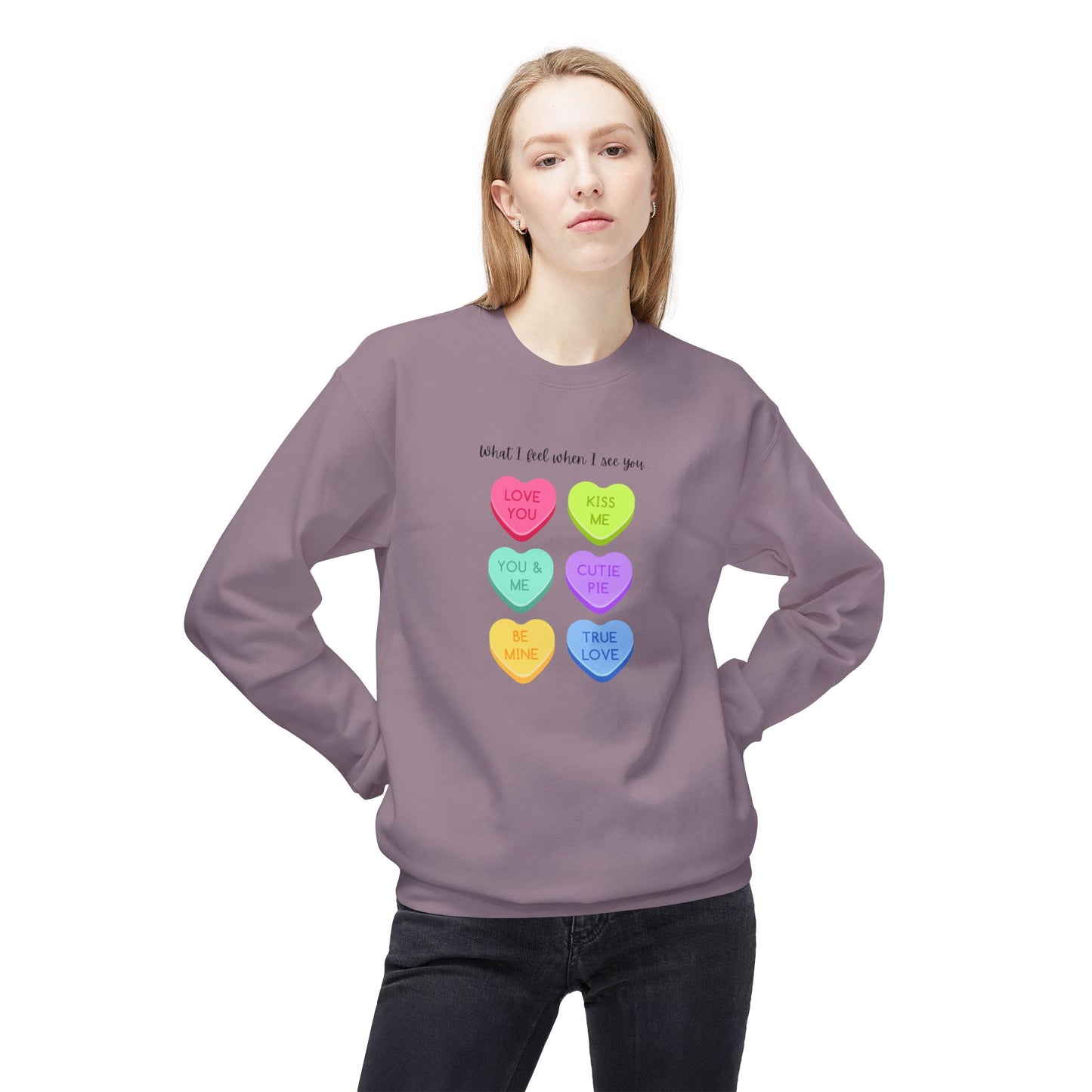 Sweet Hearts Unisex Crewneck Sweatshirt - Fleece Graphic Pullover