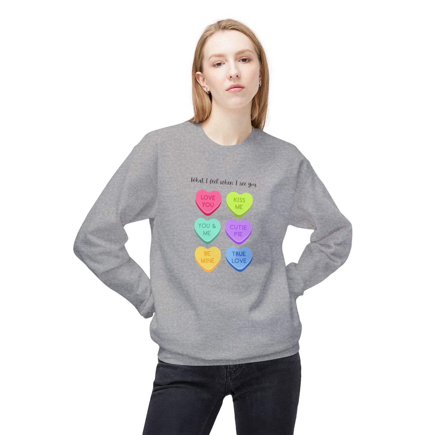 Sweet Hearts Unisex Crewneck Sweatshirt - Fleece Graphic Pullover