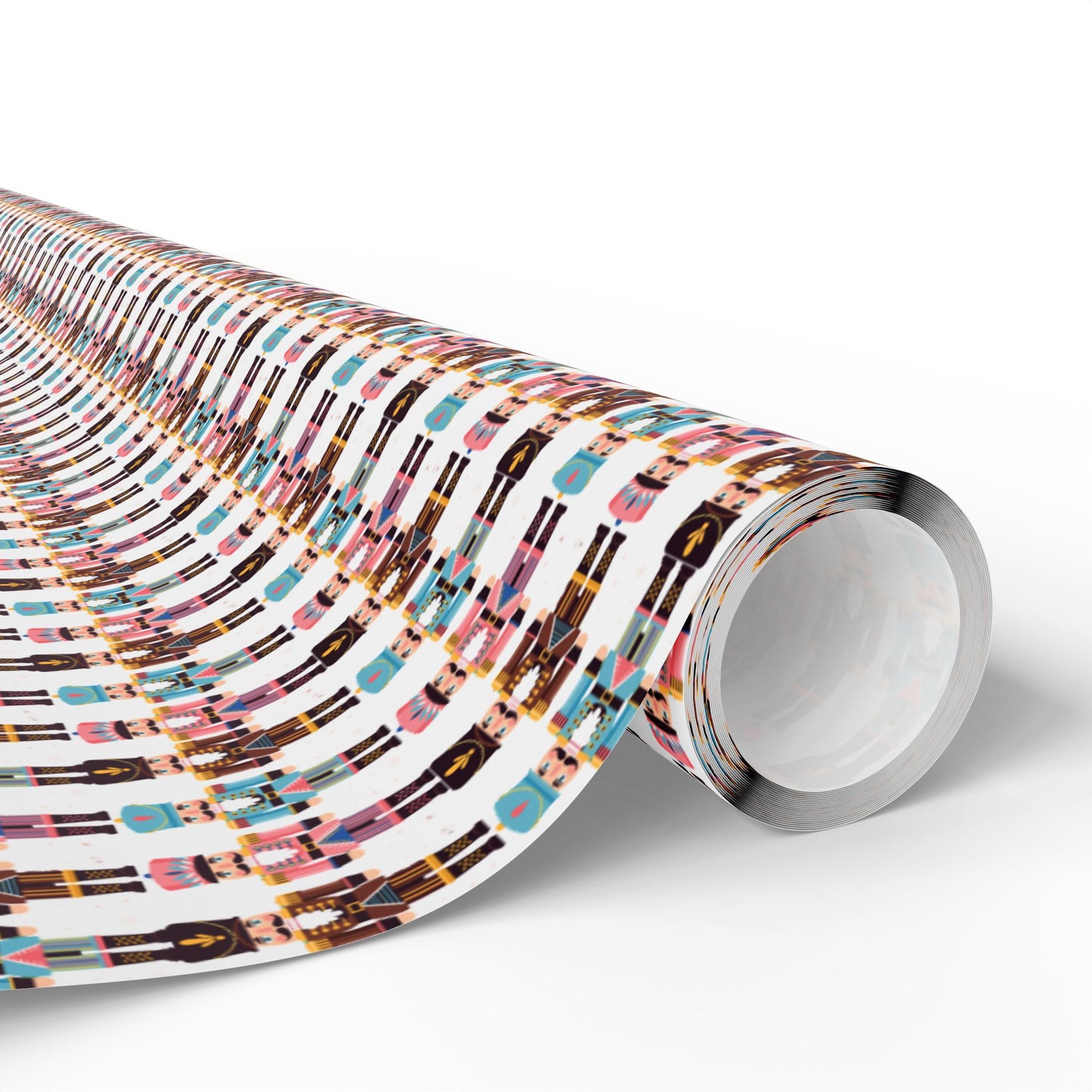 Wrapping Paper Roll — Colorful Nutcracker Pattern Holiday Gift Wrap