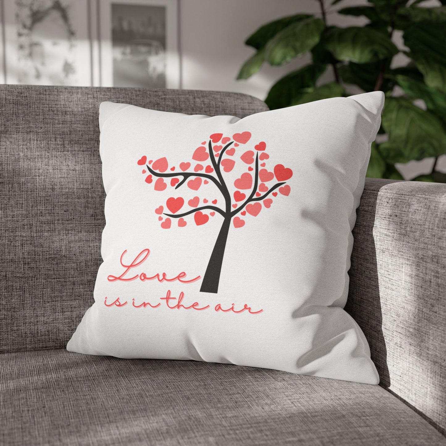 Cherry Blossom Love Is in the Air Pillowcase - Decorative Square Throw Pillow Cover