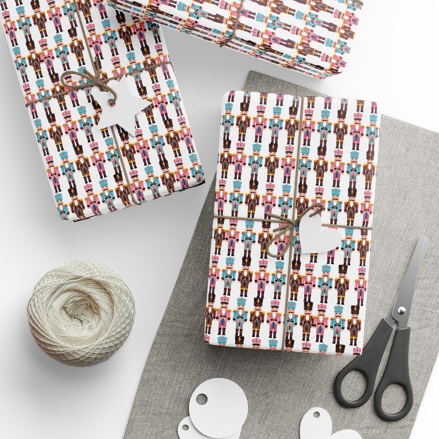Wrapping Paper Roll — Colorful Nutcracker Pattern Holiday Gift Wrap