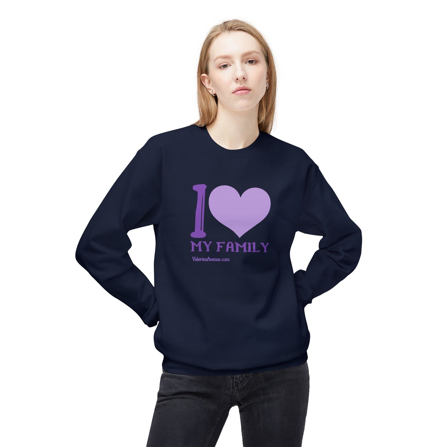 I Love My Family Unisex Fleece Crewneck Sweatshirt