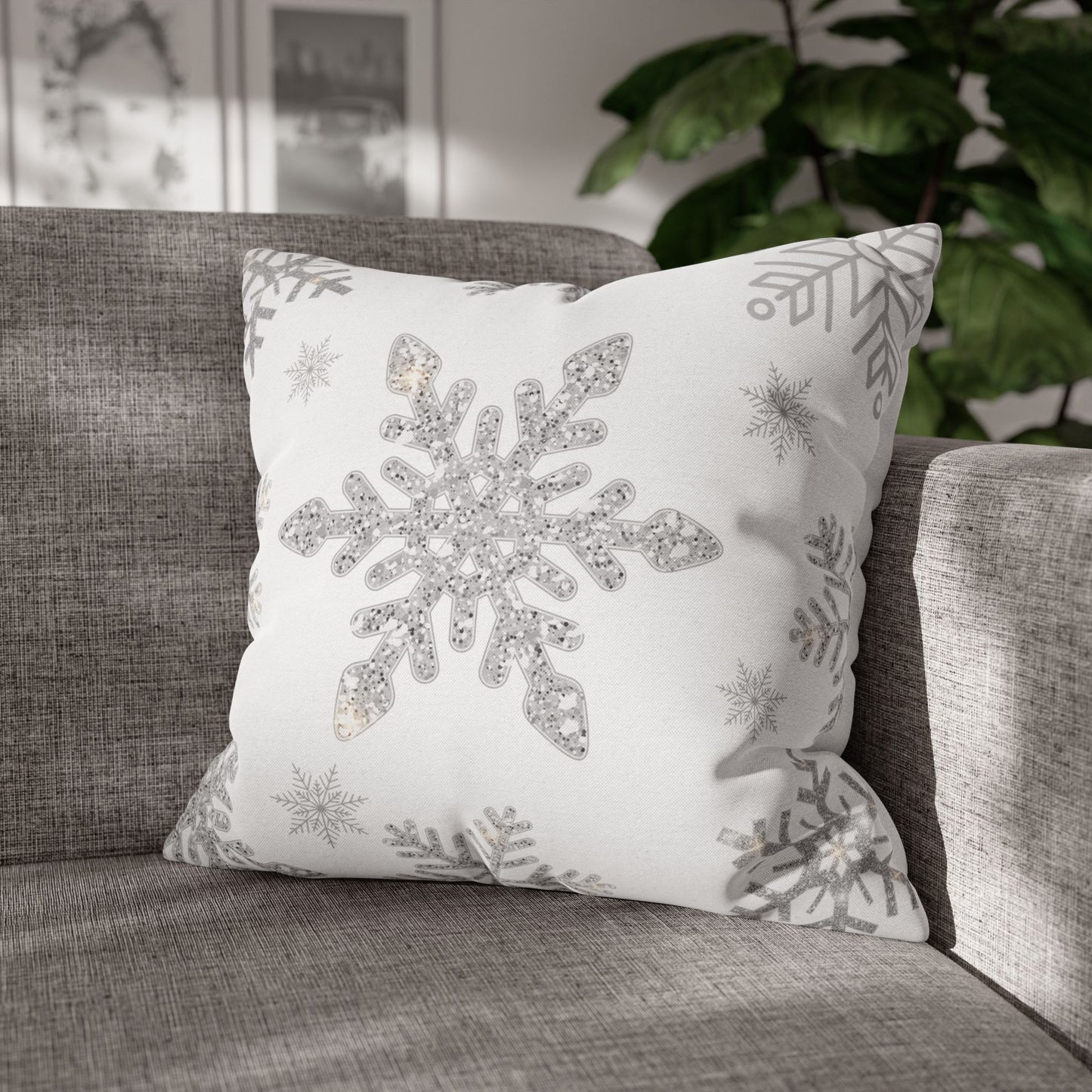 Square Pillowcase Snowflake Design