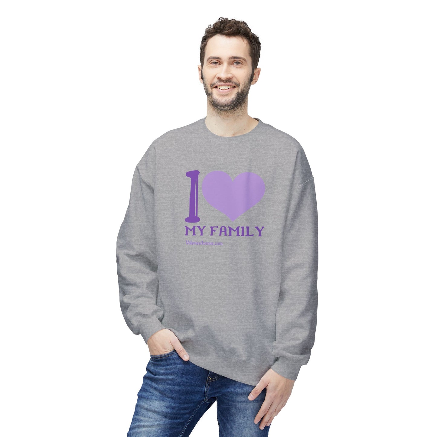 I Love My Family Unisex Fleece Crewneck Sweatshirt