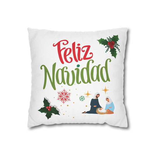 Feliz Navidad Spun Polyester Square Pillowcase