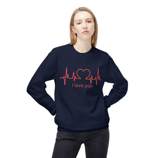 I Love You Heart Signal Unisex Crewneck Sweatshirt - Fleece Graphic Pullover