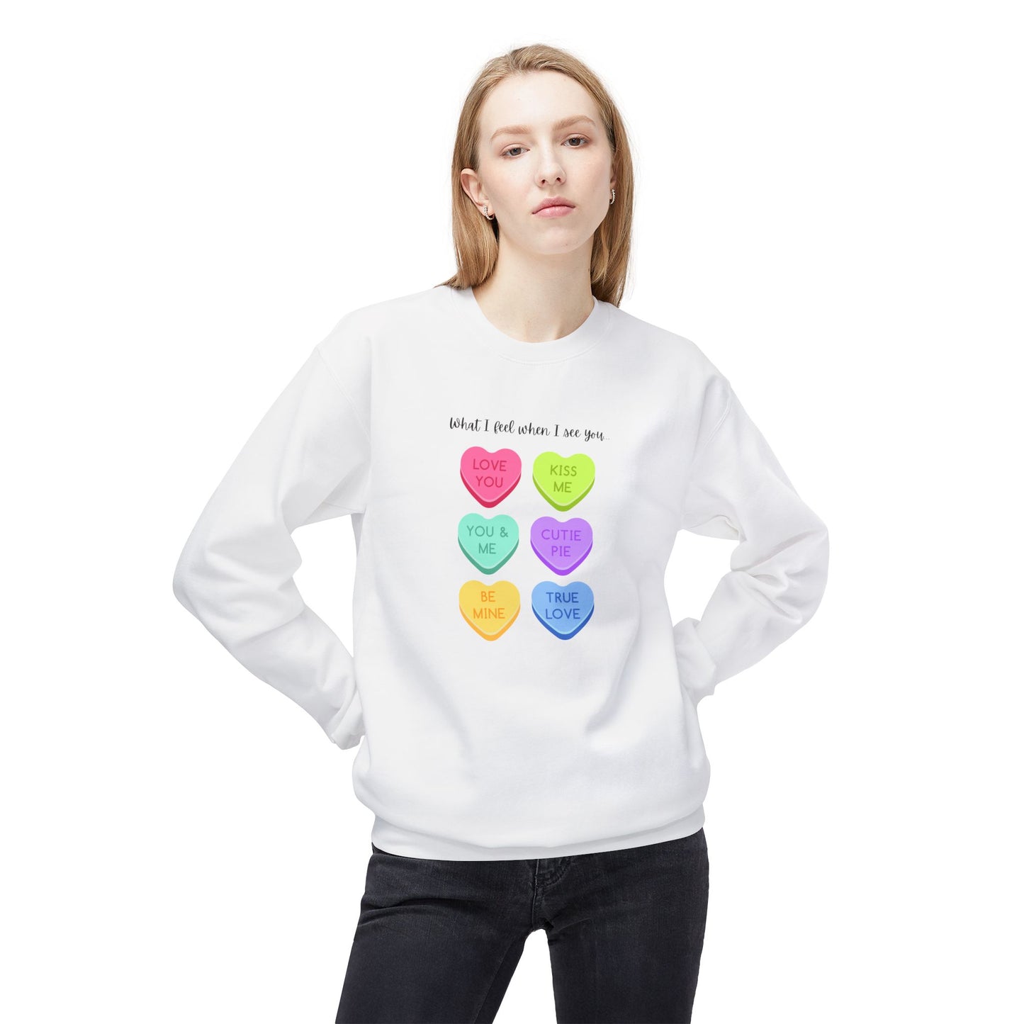 Sweet Hearts Unisex Crewneck Sweatshirt - Fleece Graphic Pullover