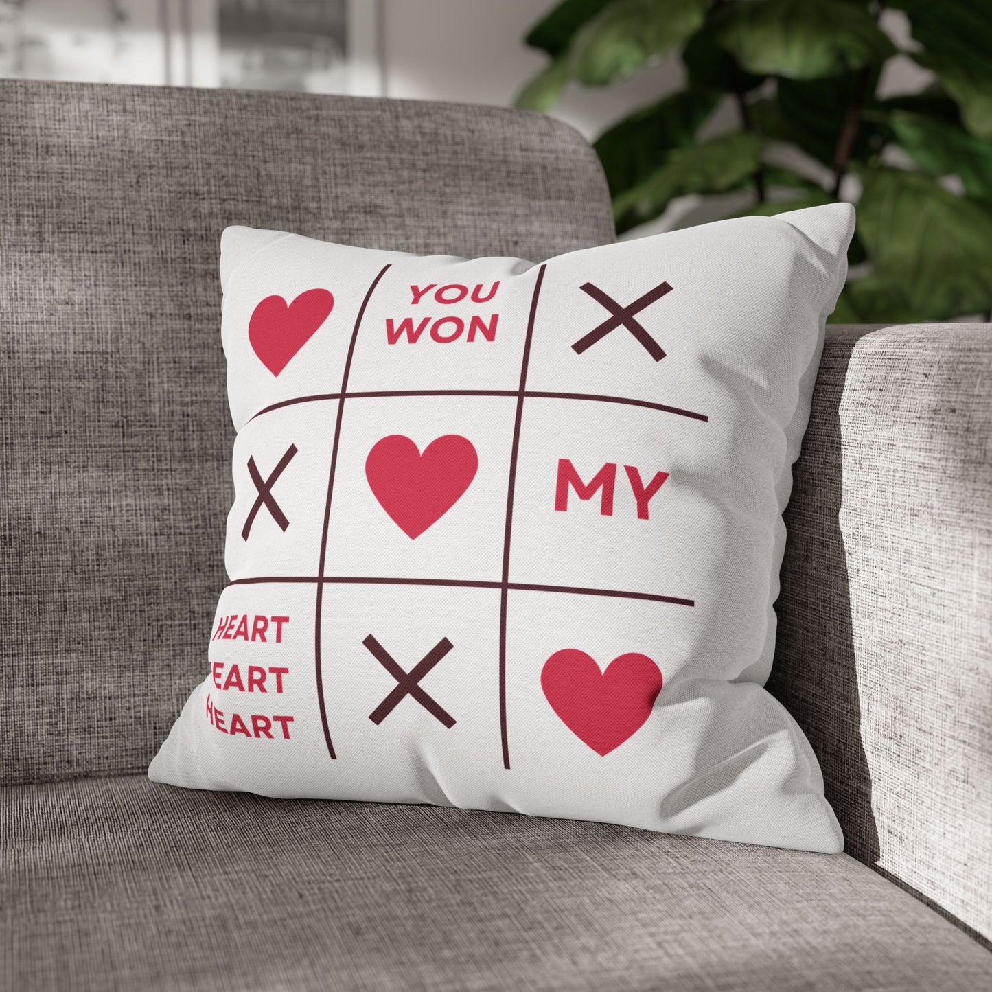 You Won My Heart Decorative Pillowcase - Square Throw Pillow Cover