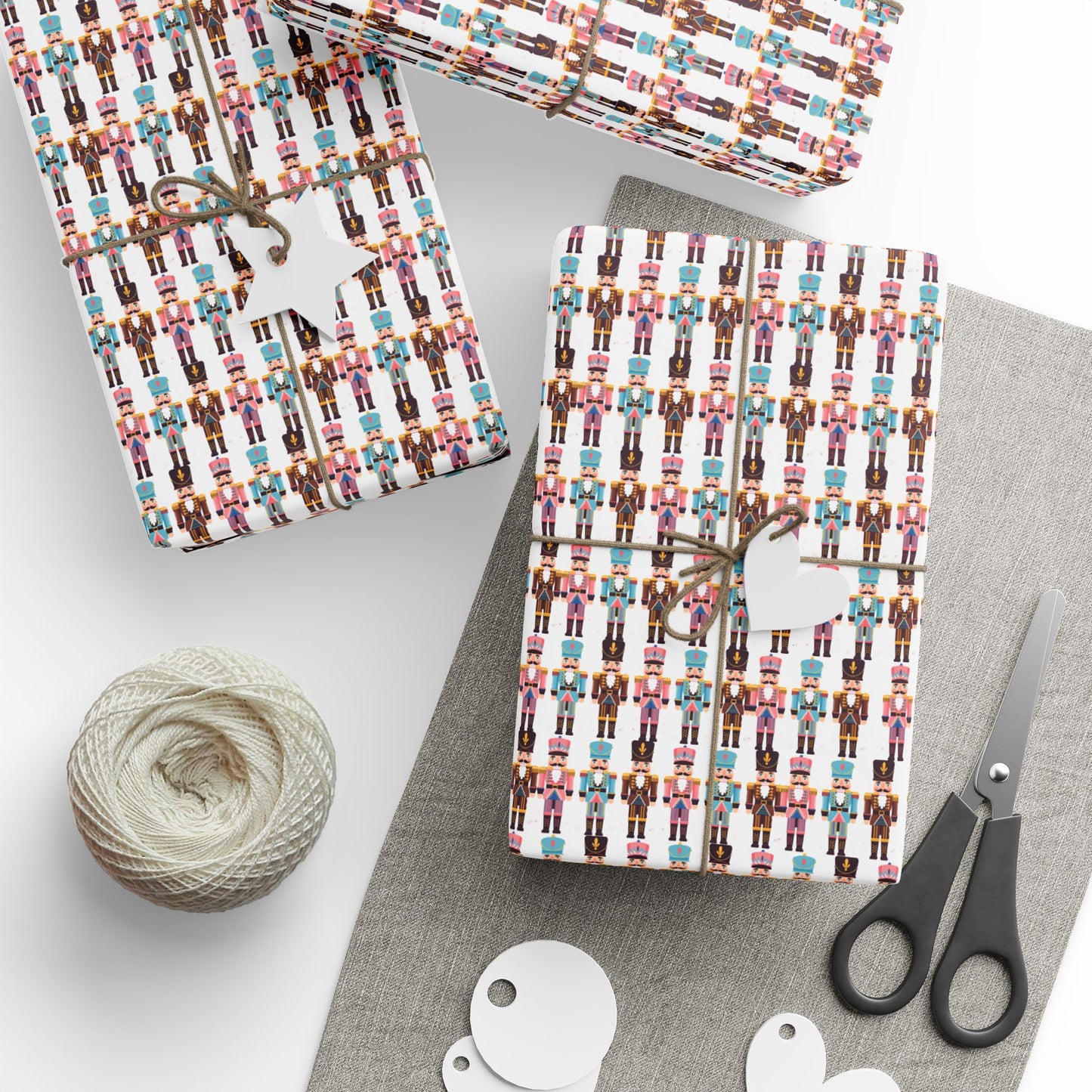 Wrapping Paper Roll — Colorful Nutcracker Pattern Holiday Gift Wrap