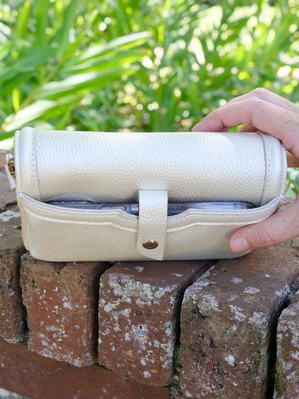 Pearl Beige Vegan Leather Crossbody Mini Bag