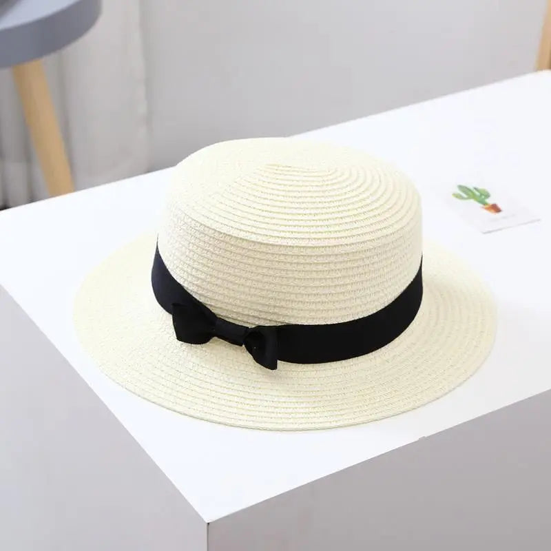 Elegant Straw Natural Summer Mom-daughter Bucket hat